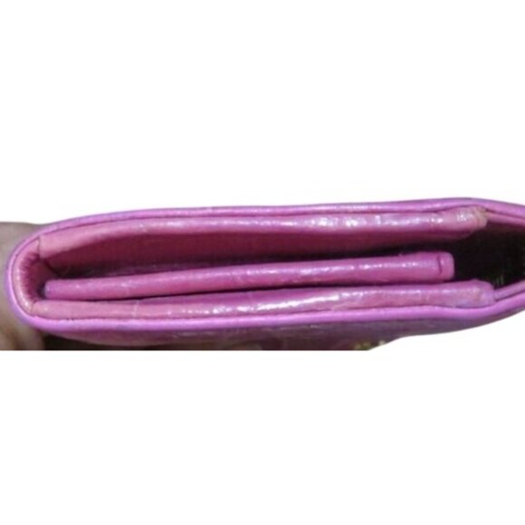 Miu Miu by Prada Pink Croc Embossed Italian Leather Luxury Long Wallet EUC - Picture 3 of 12